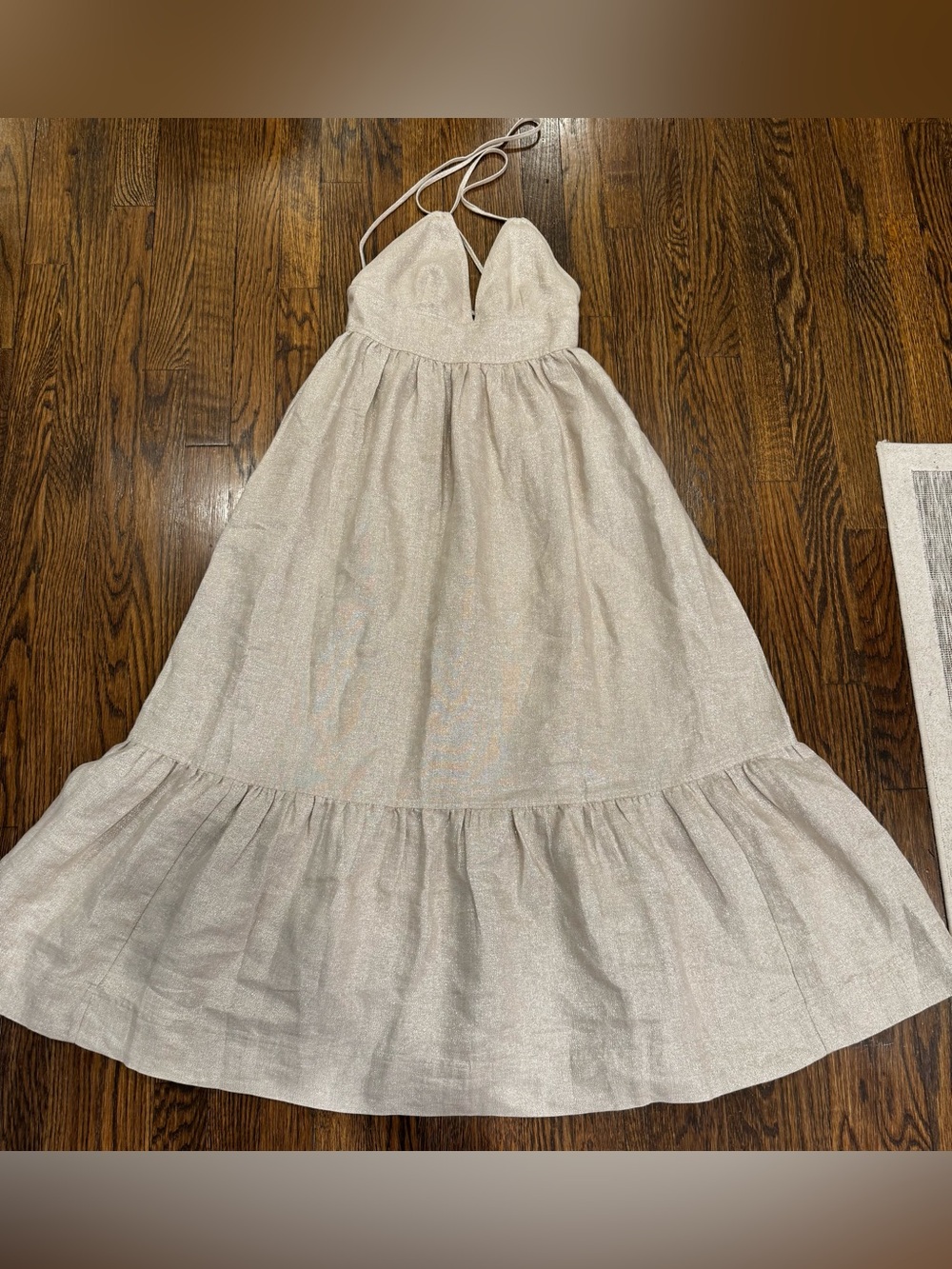 Posse Midi Linen Spaghetti Strap Dress Size XS